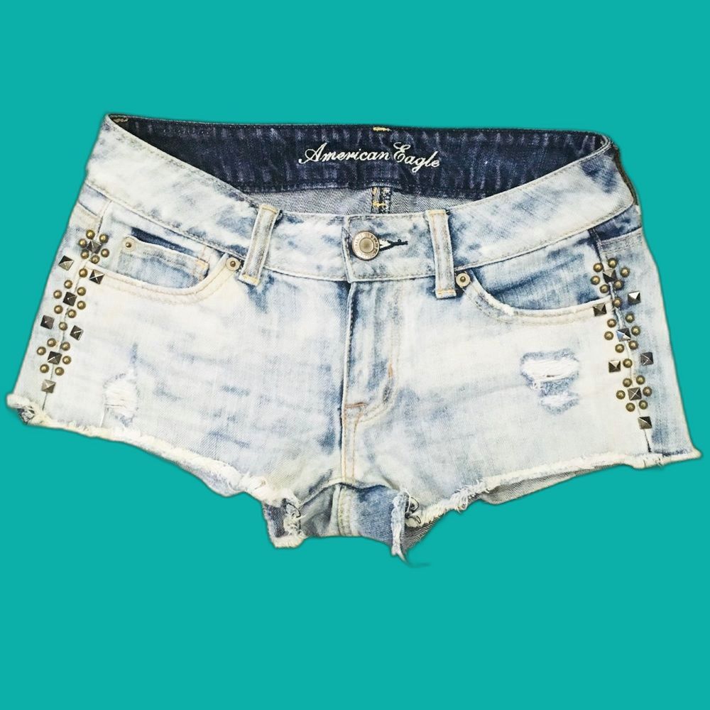 American Eagle Vintage Y2K Acid Wash Shortie  Shorts Size 00 Low Rise